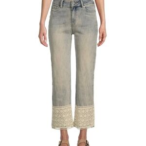 Prosperity Stylish Blue Capri Jeans with Lace Hem